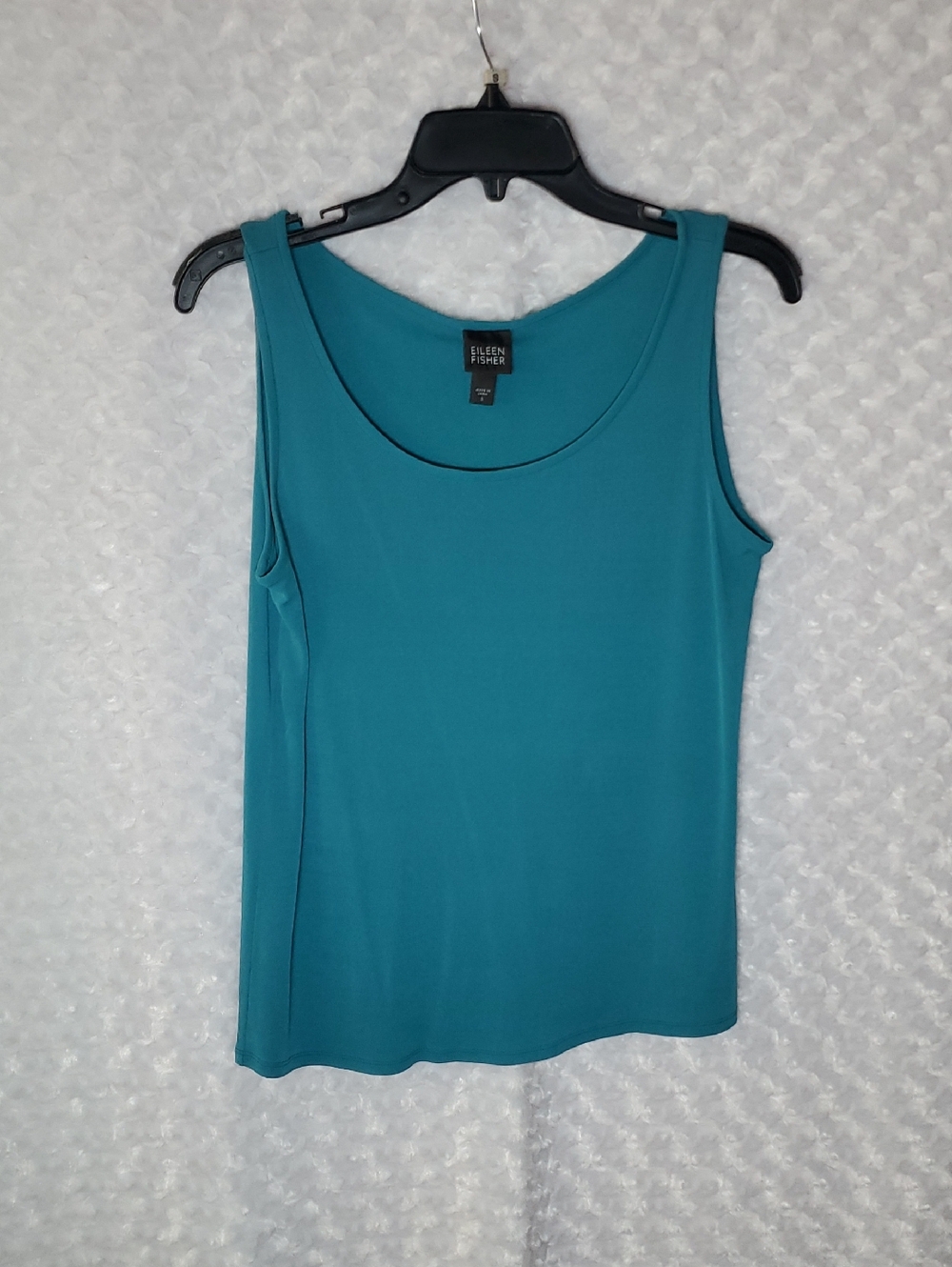 Eileen Fisher 100% Silk Teal Sleeveless Scoop Neck Tank S